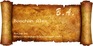 Boschan Alex névjegykártya